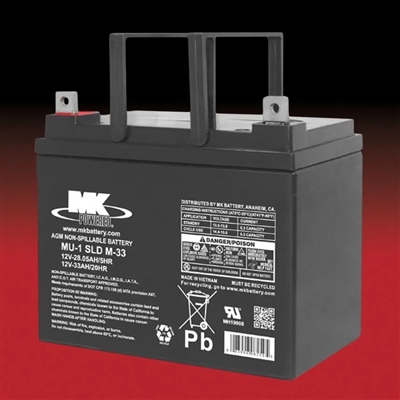 MK Battery - 12V 33 AH Sealed AGM (Pair)