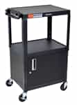 Luxor AVJ42C Black 42" Adj Height Cart w/ Cabinet