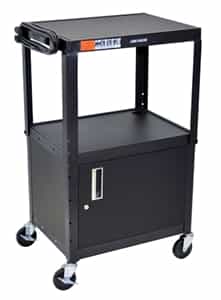 Luxor AVJ42C Black 42" Adj Height Cart w/ Cabinet