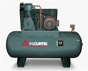 FS-Curtis CT10 120-Gallon Horizontal 10-HP Two-Stage Simplex Air Compressor w/Magnetic Starter (3/60/200-208V - FCT10C75H1S-A9L1XX, 3/60/230V - FCT10C75H1S-A3L1XX, 3/60/460V - FCT10C75H1S-A4L1XX)