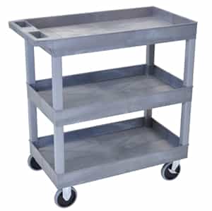 Luxor EC111HD-G Gray High Capacity 3-Shelf Tub Cart