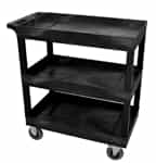 Luxor EC111SP5-B Black Three Tub Shelf Cart w/ 5" Casters