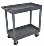 Luxor EC11SP5-G Gray Two Tub Shelf Cart w/ 5" Casters