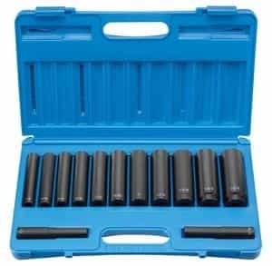 Grey Pneumatic 1/2" Drive 13 Piece 6 Point Extra Deep Fractional Impact Socket Set GRE1313XD