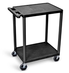 Luxor HE32-B 2-Shelf Plastic Utility Cart