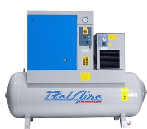 BelAire BR10253D 10HP 132G 125psi Three Phase Belt Drive Rotary Screw Air Compressor w/Dryer