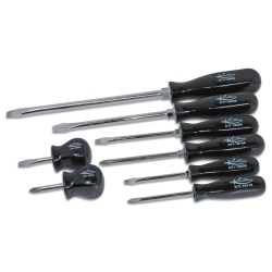 K Tool International 8 Piece Black Phillips and Slotted Screwdriver Set KTI19000