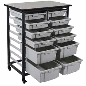 Luxor MBS-DR-8S4L Mobile Bin Storage Unit - Double Row 8 Small & 4 Large Bins