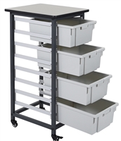 Luxor MBS-SR-4L Mobile Bin Storage Unit - Single Row 4 Large Bins