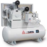 FS-Curtis OL15 Duplex Tank-Mounted 15HP 200-Gallon Oil-less Air Compressors (230V or 460V 3-Phase)