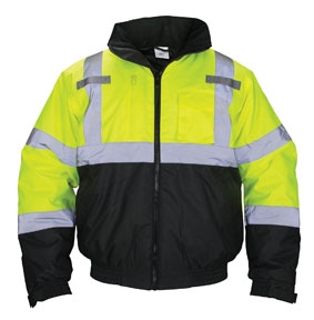 SAS Safety Hi-Viz Class 3 Hooded Yellow Bomber Jacket Sizes Available: Medium 690-1508, Large 690-1509, X-Large 690-1510, 2X-Large 690-1511 & 3X-Large 690-1512