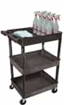 Luxor STC111H-B 3 Tub Shelves Cart w/Bottle Holder