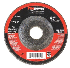 Firepower 4-1/2" x .045" x 7/8" Type 27 Depressed Center Grinding Wheel VCT-1423-3186