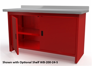 Quality Stainless Products WB-200-24-SS Steel Work Bench w/Doors & Stainless Steel Top