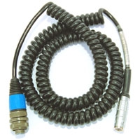 PMX-Entek IRD Coiled Cable 7 Pin Lemo To 2 Pin Mil Connector