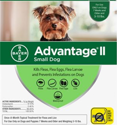 Advantage II For Small Dogs 1-10 lbs, Green 4 Pack