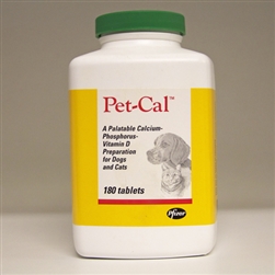 Pet-Cal Calcium For Dogs & Cats, 180 Chewable Tablets