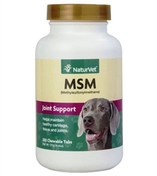 NaturVet MSM (Methylsulfonylmethane) Joint Support For Dogs, 250 Chewable Tablets