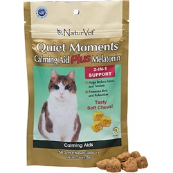 NaturVet Quiet Moments Calming Aid Plus Melatonin, 50 Soft Chews