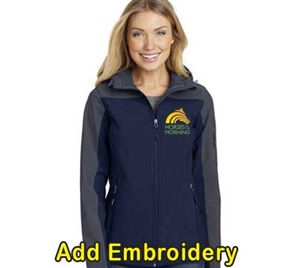 SanMar Ladies Jacket with Hood- Navy/Grey For Sale!