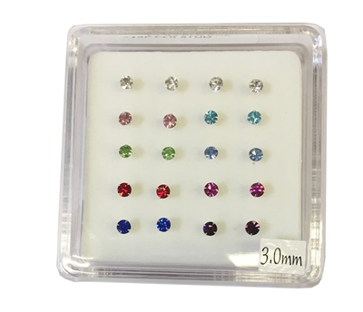 3mm ASSORTED COLOUR NOSE STUD