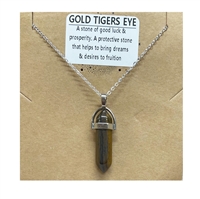 Tiger eye Bullet necklace on silver Chain wholesale from Fat Giraffe