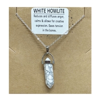 white howlite Bullet necklace on silver Chain wholesale from Fat Giraffe