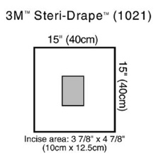 3M STERI-DRAPE Ophthalmic Small Drape with Incise Film, 15" x 15", 10/box, 4 box/case. MFID: 1021