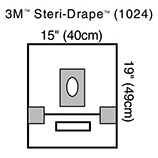 3M STERI-DRAPE Ophthalmic Small Drape with Adhesive Aperture & Pouch, 15" x 19". MFID: 1024