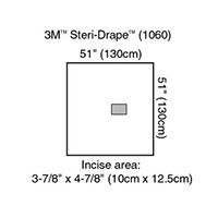 3M STERI-DRAPE Ophthalmic Medium Drape with Incise Film, 51" x 51", 10/box, 4 box/case. MFID: 1060