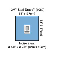 3M STERI-DRAPE Ophthalmic Drape with Incise Film & Pouch, 53" x 53", standard Blue Fabric. MFID: 1062