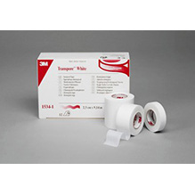 3M TRANSPORE White Dressing Tape, &#189;" x 10 yds, 24/box, 10 box/case. MFID: 1534-0