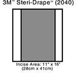 3M STERI-DRAPE 2 Incise Drape, Overall 14" x 16", Incise 11" x 16", 10/box, 4 box/case. MFID: 2040