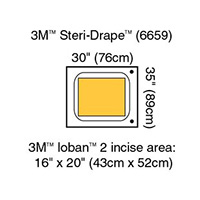 3M STERI-DRAPE Surgical Drape Pouch, 30" x 35", Incise 16" x 20", 5/box, 4 box/case. MFID: 6659