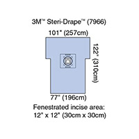 3M STERI-DRAPE Cesarean-Section Sheet with Aperture Pouch, 77" x 122", 5/case. MFID: 7966