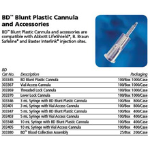 BD 3mL Syringe w/ blunt plastic cannula, For Use w/ Interlink System, 100/box, 8 box/case. MFID: 303346