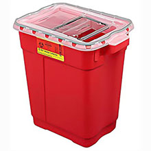 BD Sharps Collector, 9 Gal, Slide Top Gasketed, Red, 8/case. MFID: 305602