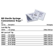 BD Syringe, 20mL w/ luer-Lok tip, Sterile Convenience Pak Tray, Latex Free (LF). MFID: 305617