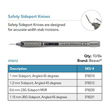 Beaver EdgeAhead Safety Sideport MVR Knife, 20G (1.1 mm width), angled. MFID: 378231