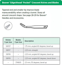Beaver EdgeAhead Pocket Crescent Knives, 1.75 mm, angled 60 degrees, bevel up. MFID: 581137