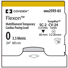 Covidien Flexon Temporary Cardiac Pacing Leads, Taper Point, 0, Clear, 24", SC-2, CV-24, &#189; Cir. MFID: 8886259363-2