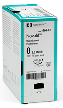 Covidien NOVAFIL Suture, Premium Reverse Cutting, Size 5-0, Blue, 18", Needle SBE-3, 3/8 Circle. MFID: 8886440123