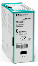 Covidien NOVAFIL Suture, Reverse Cutting, Size 5-0, Blue, 18", Needle C-13, 3/8 Circle. MFID: 8886442023