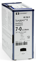 Covidien SURGIPRO II Suture, Premium Reverse Cutting, Size 5-0, Blue, 18", Needle P-12, 3/8 Circle. MFID: SP5686G