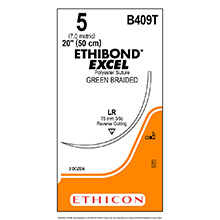 ETHICON Suture, ETHIBOND EXCEL, Reverse Cutting, LR, 20", Size 5, 2 dozens. MFID: B409T