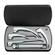 HEINE Classic+ Fiber Optic Laryngoscope Set with: Paed 1, Mac 2, Mac 3, Mac 4 blades, F.O. Battery Handle, 2.5V, Case. MFID: F-120.10.860