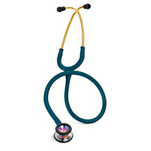 3M Littmann Classic II Pediatric Stethoscope, Rainbow-finish Chestpiece, Caribbean Blue Tube. MFID: 2153