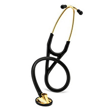 3M Littmann Master Cardiology Stethoscope, Brass-Finish Chestpiece, Black Tube. MFID: 2175
