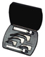 Welch Allyn Fiber Optic Laryngoscope MacIntosh Set, w/ 4 blades, 2 handles, and Case. MFID: 69696