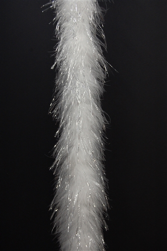 White Marabou Boa Silver Lurex